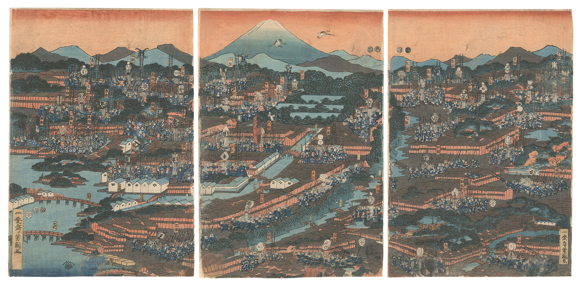 芳綱「江戸町並火消し之図」