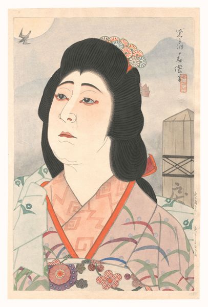 Natori Shunsen “Actor Onoe Kikugoro as Modoribashi no Sayuri”