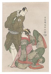 Sharaku / Reflections of the moon on the Katsura river / Bando Hikosaburo Ⅲ,Iwai Hanshiro Ⅳ【Reproduction】  [桂川月思出 四世岩井半四郎と三世坂東彦三郎【復刻版】]