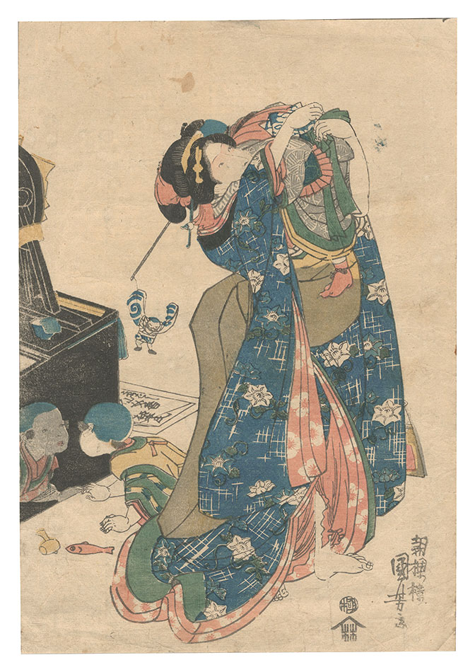国芳「美人と子供（仮題）」