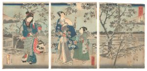Hiroshige II and Kunichika / Cherry Blossoms at Night by the Sumida River in the Eastern Capital [東都隅田川夜桜]
