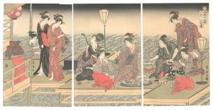 豊広「豊国豊広両画十二候　六月 三枚続【復刻版】」