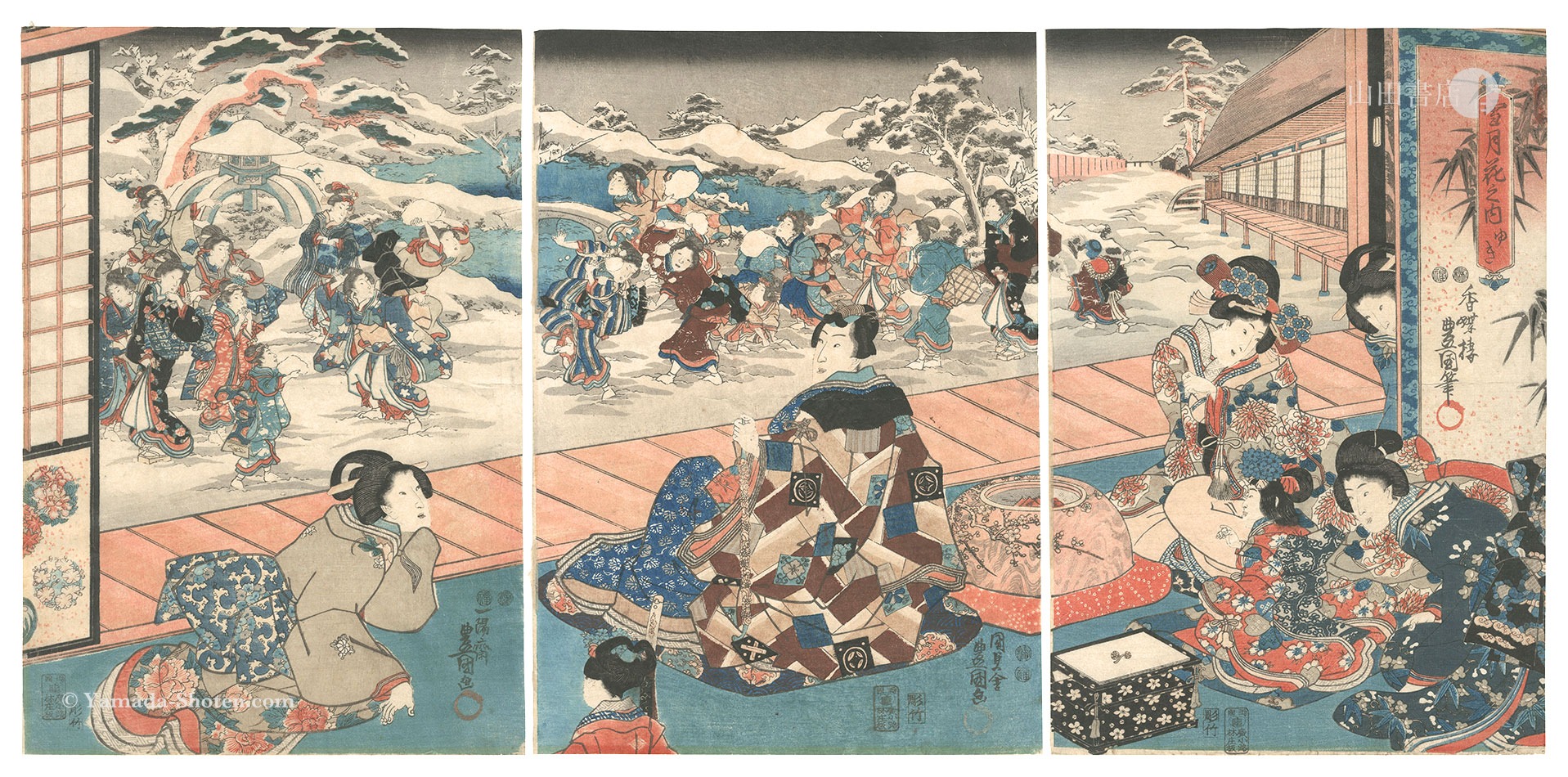 Toyokuni III “Snow, Moon, and Flowers / Snow”