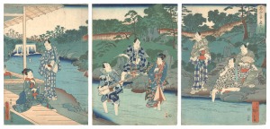 Toyokuni III and Hiroshige II / The Otonashi River at Oji [王子音無し川]