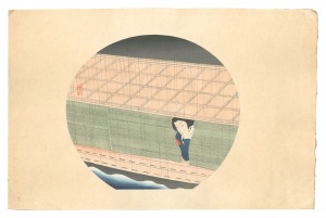 団扇絵　夜雨