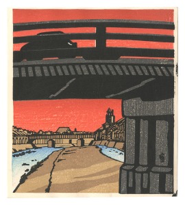 Tokuriki Tomikichiro / Evening at the Great Bridge at Sanjo (tentative title)