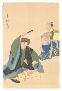 Yamaguchi Ryoshu / One Hundred Roles by Kyogen-ga / A Priest and a Cook