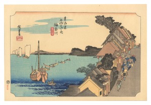広重初代「東海道五十三次（保永堂版）　神奈川 台之景【復刻版】」